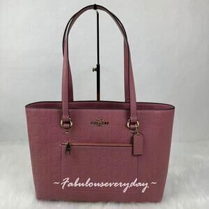 Coach Station Tote Bag Shoulder Bag In Signature Leather Gold/Peony CDL99 NWT